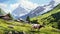 Hyper-realistic Animal Illustration Of A Swiss Village With Cows