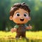 Hyper-realistic Animated Cartoon Boy In A Charming Field