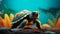 Hyper-realistic Animated Turtle In Underwater Scene