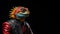 Hyper realistic anthropomorphic colourful lizard iguana in stylish biker jacket