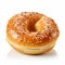 Hyper-realistic Bagel With Sesame Seeds On White Background