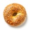 Hyper-realistic Bagel With Sprinkled Seeds On White Background