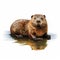 Hyper-realistic Beaver Illustration With Reflection In Background