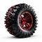 Hyper-realistic Black And Red Monster Truck Tire Sculpture