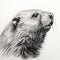Hyper-realistic Black And White Beaver Drawing
