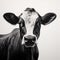 Hyper-realistic Black And White Cow Painting With Minimalist Strokes