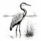 Hyper-realistic Black And White Crane Illustration In Detailed Scientific Style