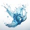 Hyper-realistic Blue Water Splash On White Background