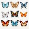 Hyper-realistic Butterfly Icon Set With Vibrant Colors