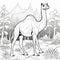 Hyper-realistic Camel Coloring Page In Natural Scenery