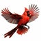 Hyper-realistic Cardinal In Flight: Bold Colors And Precisionist Lines
