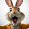 Hyper-realistic Cartoon Bunny In Orange Jacket With Animated Exuberance