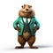 Hyper-realistic Cartoon Character: Green Suit Groundhog 3d File