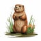 Hyper-realistic Cartoon Illustration Of A Cute Ground Beaver