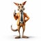 Hyper-realistic Cartoon Kangaroo In Suit Giving Thumbs Up