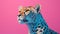 Hyper-realistic Cheetah Illustration On Pink Background