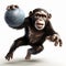 Hyper-realistic Chimp Soccer Ball Clipart