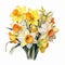 Hyper-realistic Daffodil Bouquet: Detailed Watercolor Botanical Art