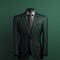 Hyper-realistic Digital Illustration Of Dark Green Suit On Mannequin