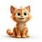 Hyper-realistic Disney-style Cartoon Orange Kitten Illustration