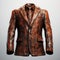 Hyper Realistic Distressed Jacket And Tie In Dark Orange And Brown