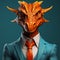 Hyper-realistic Dragon Figure In A Suit: A Surreal Character Study