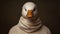 Hyper Realistic Duck Portrait In White Knit Sweater