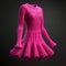 Hyper Realistic Fuchsia Dress 3d Model With Ruffles Frostpunk Style