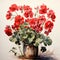 Hyper-realistic Geranium Illustration: Detailed Watercolor Clipart