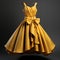 Hyper Realistic Golden Dress: Nostalgic Mood, Vibrant Tones, Elegant Simplicity