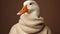 Hyper Realistic Goose Portrait In Minimal Retouched Sweater