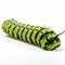 Hyper-realistic Green And Black Caterpillar Sculpture On White Background