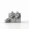 Hyper-realistic Grey Gift Box Sculpture With Untied Ribbons And Bow