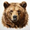 Hyper-realistic Grizzly Bear Portrait Illustration On White Background