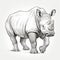 Hyper-realistic Hand Drawn Red Rhino Walking Illustration