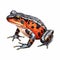 Hyper-realistic Illustration Of Red And Black Frog In Orange And Bronze