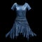 Hyper Realistic Indigo Dress: Distressed Materials On Black Background