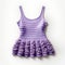 Hyper Realistic Lavender Knitted Dress With Floral Embellishments