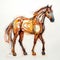 Hyper-realistic Life-sized Horse Wire Sculpture In Dark Orange And Light Amber