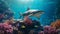 Hyper-realistic Marine Life Aquarium Background With Sharks And Coral Reef