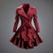 Hyper Realistic Maroon Dress Jacket: Detailed Zbrush Style Mannequin Fashion