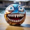 Hyper-realistic Monster Beach Ball In Cinematic Maritime Scene