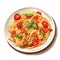 Hyper-realistic Oil Illustration Of Capellini Pasta With Tomatoes