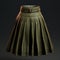 Hyper Realistic Olive Green Belted Skirt - 3d Model