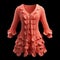 Hyper Realistic Orange Cardigan Dress In Rococo Pastel Style