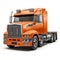 Hyper-realistic Orange Semi Truck On White Background