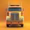 Hyper-realistic Orange Truck On Yellow Background