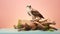Hyper-realistic Osprey Figurine Perched On Fallen Log
