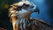 Hyper-realistic Osprey Portrait With Spectacles On Blue Background