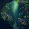 A hyper-realistic painting of a faerie garden with rich colors. AI-Generated.